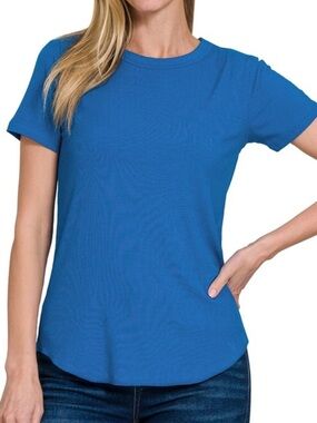 Classic Blue Stretch Knit Top